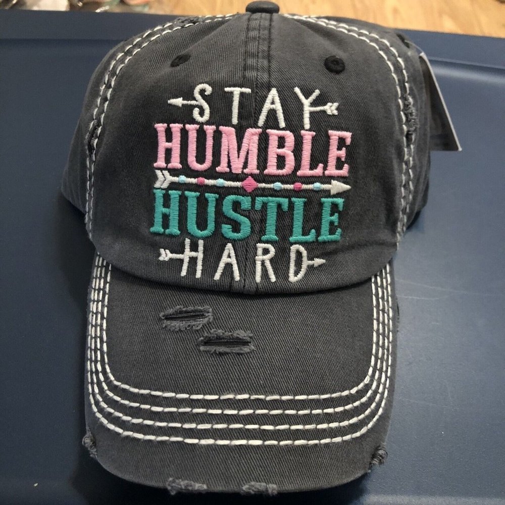 Stay Humble Distressed Baseball Cap adjustable straps embroidered
